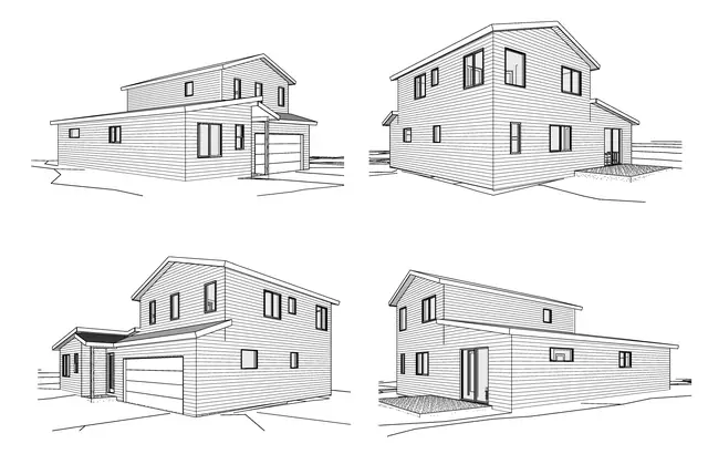 Exterior elevation drawing, 304 Singletrack Ln