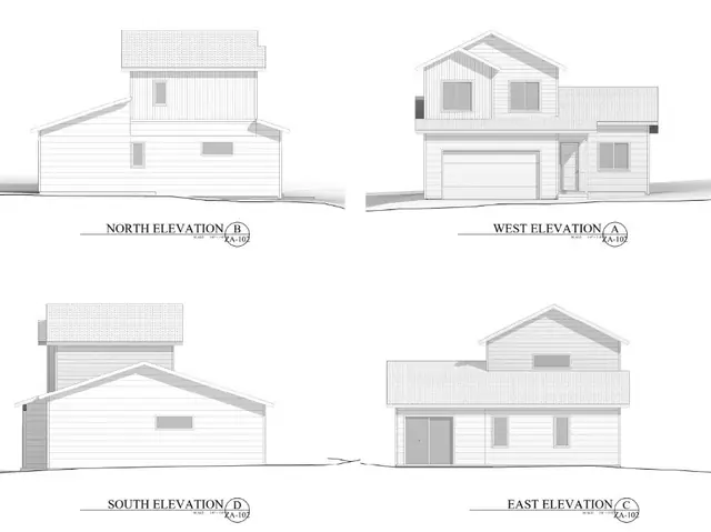 Exterior elevation drawing, 305 Singletrack Ln