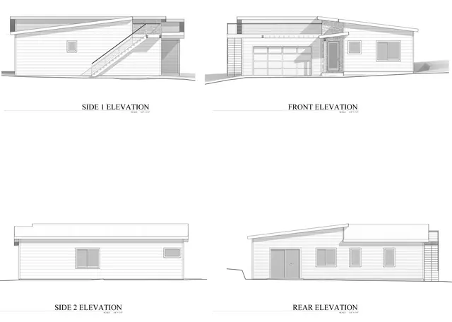 Exterior elevation drawing, 309 Singletrack Ln