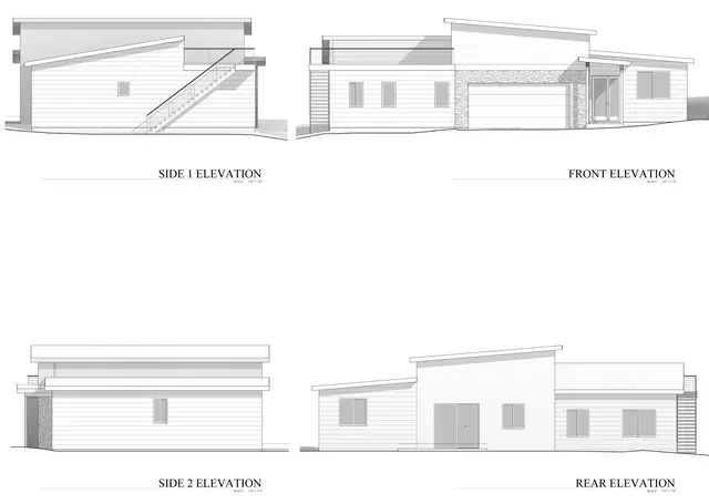 Exterior elevation drawing, 313 Singletrack Ln