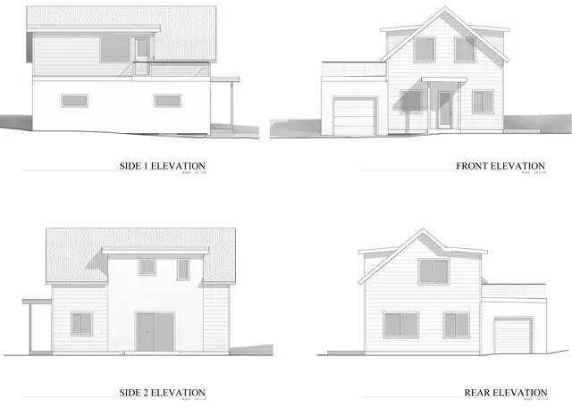Exterior elevation drawing, 315 Singletrack Ln